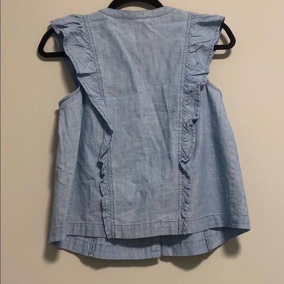 Madewell Floral Embroidered Denim Ruffle Top - Picture 6 of 8